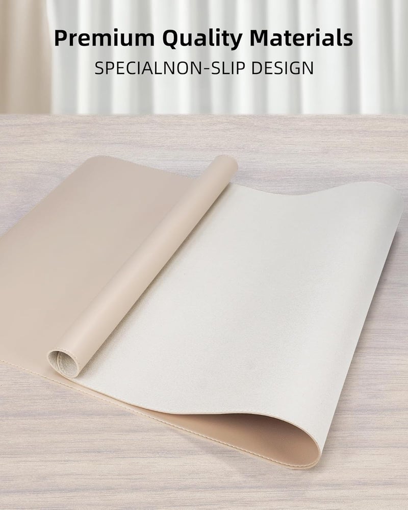 AFIING Extra Large Desk Mat - 63"x 17" Non-Slip Desk Pad for Office and Home - Ideal for Large Mouse Pad and Desk Mats on Top of Desks(Beige) - Image 2